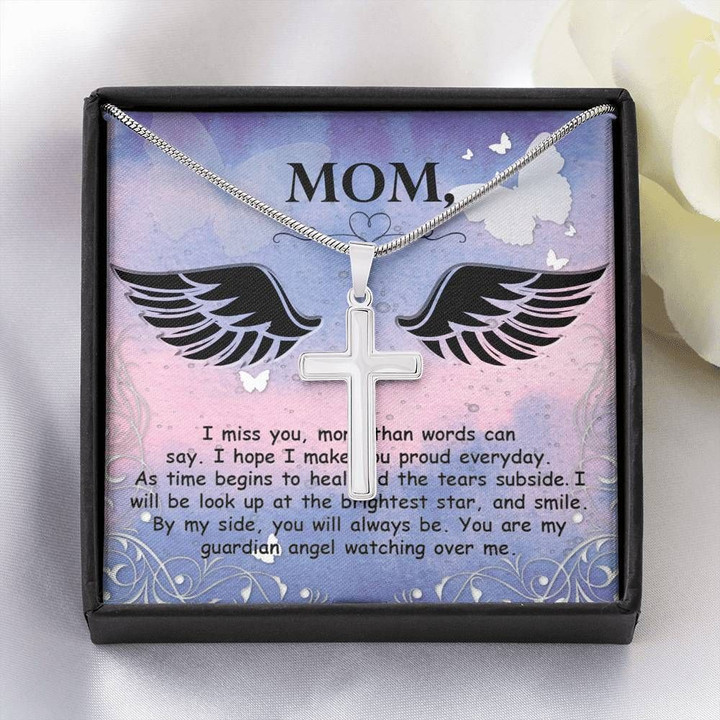 Gift For Mom Mama Artisan Crafted Cross Necklace I Miss You More Than Words Can Say
