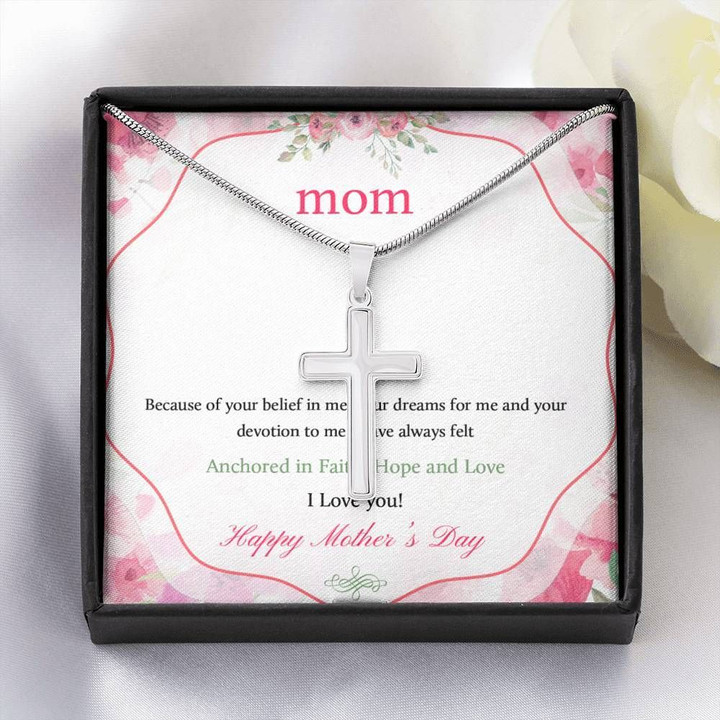 Gift For Mom Artisan Crafted Cross Necklace Anchored In Faith