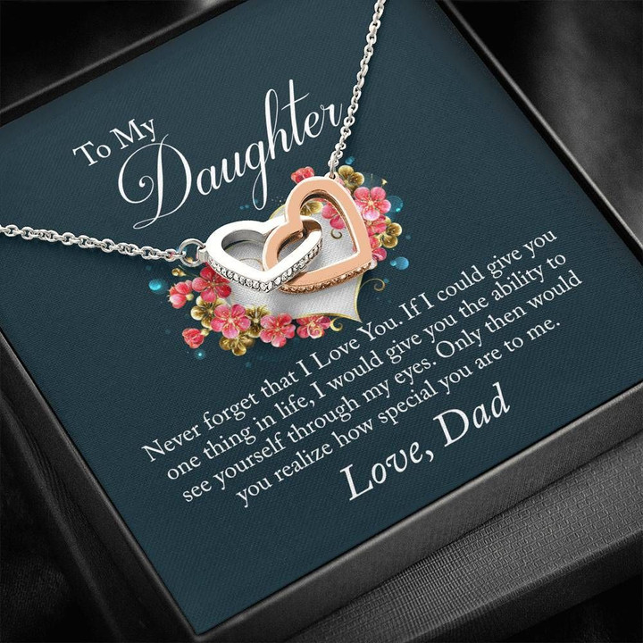 Dad Gift For Daughter Interlocking Hearts Necklace How Special You Are Floral Heart