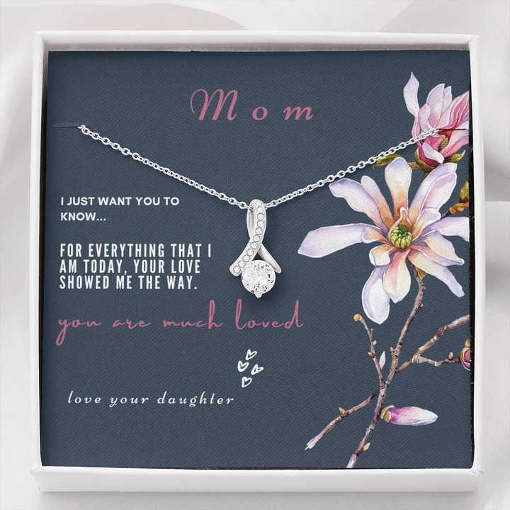 Navy Flower Daughter Gift For Mom Alluring Beauty Necklace You Are Much Loved