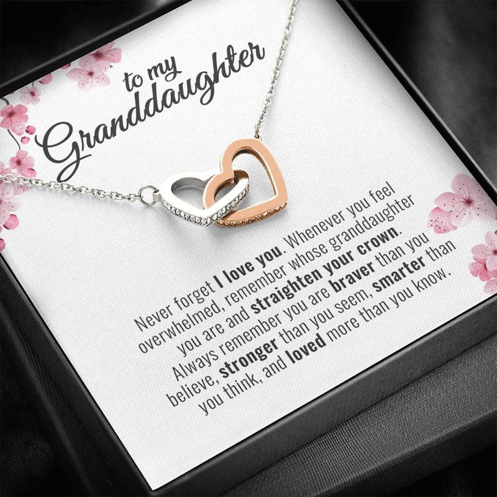 Cherry Blossom Grandma Gift For Granddaughter Interlocking Hearts Necklace Never Forget I Love You