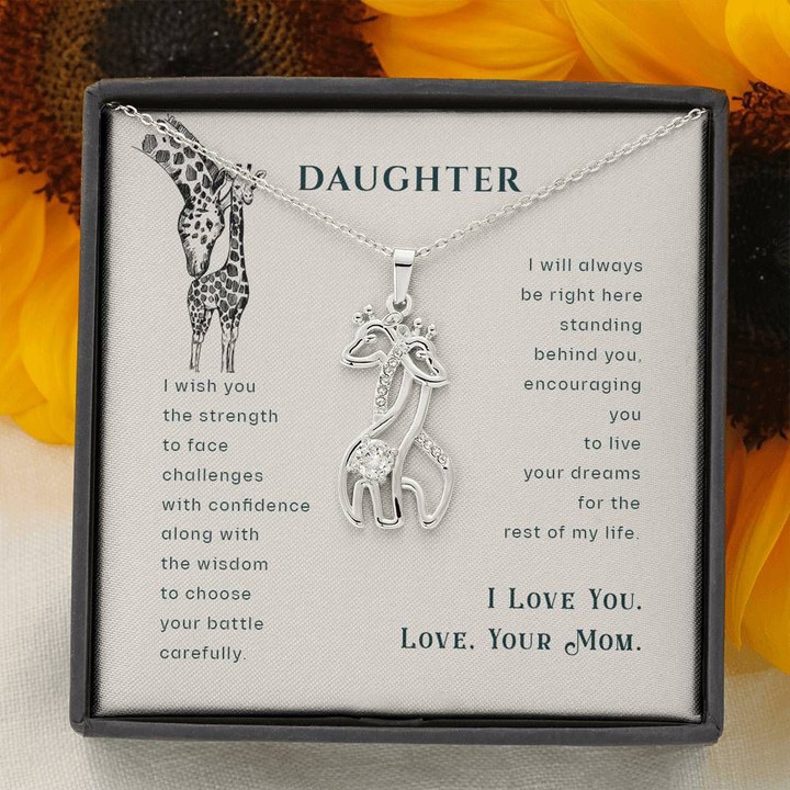 Animal Mom Gift For Daughter Giraffe Couple Necklace Encouraging You To Live Your Dreams