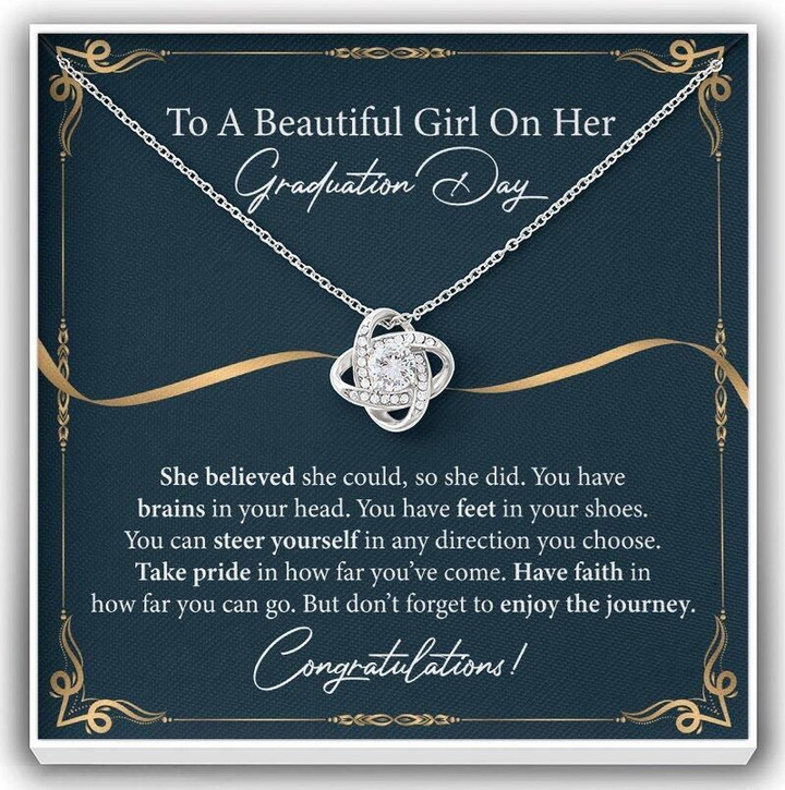 Have Faith In How Far You Can Go Gift For Daughter On Graduation Day Love Knot Necklace