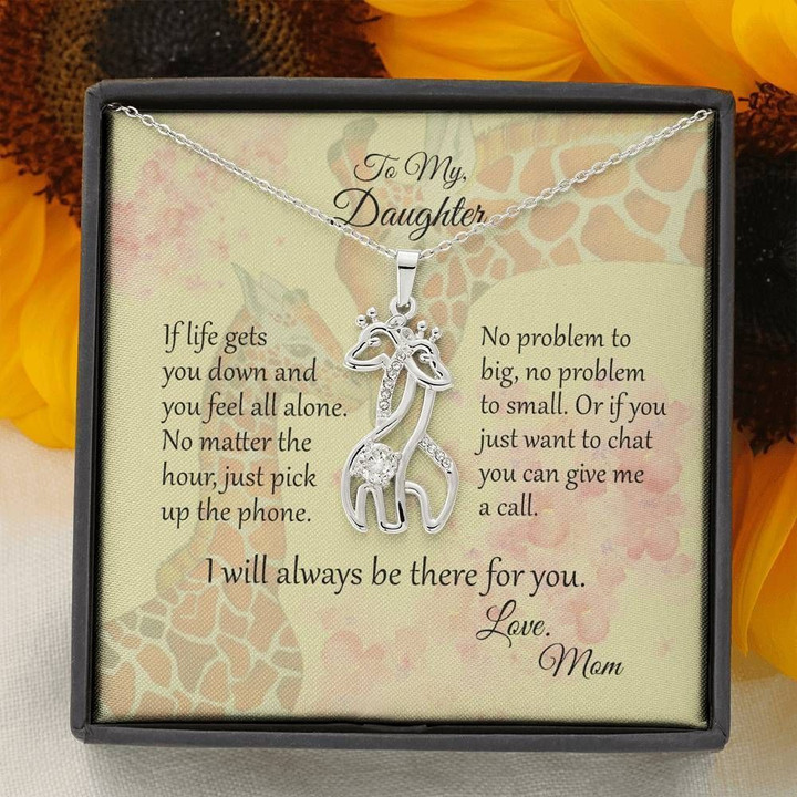 Light Yellow Mom Gift For Daughter Giraffe Couple Necklace I Will Always Be There