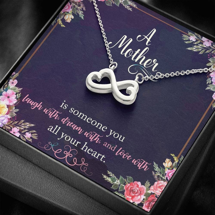 Infinity Heart Necklace Gift For Mom Love Her With All Your Heart