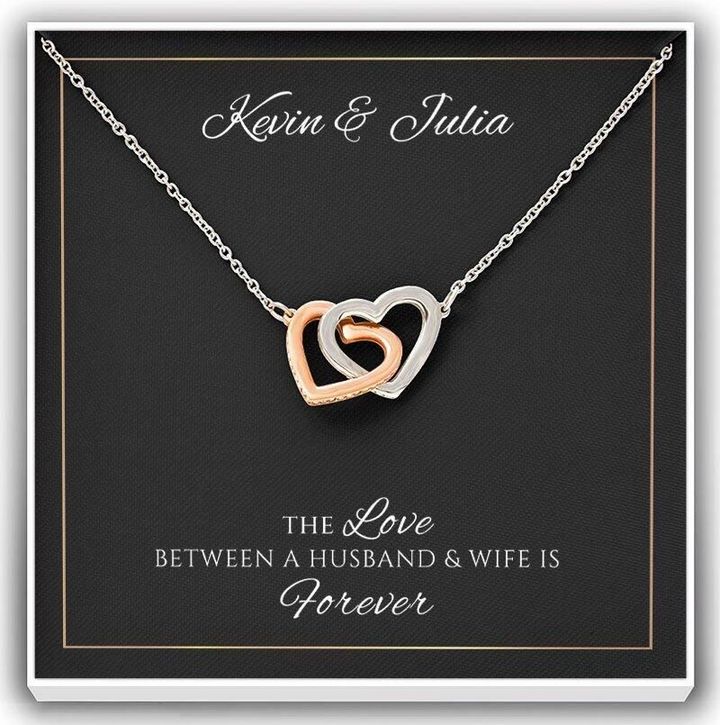 Custom Name Interlocking Hearts Necklace Gift For Wife Our Forever Love