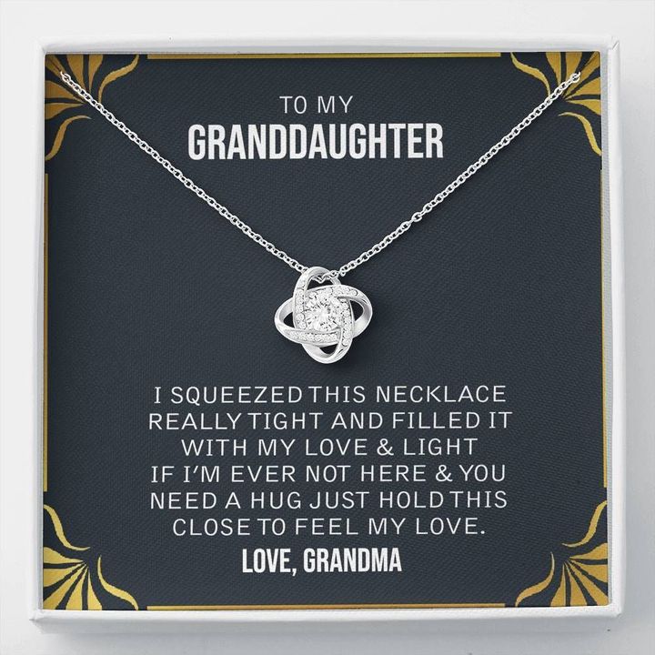 Gift For Granddaughter Hold This Close To Feel My Love Love Knot Necklace