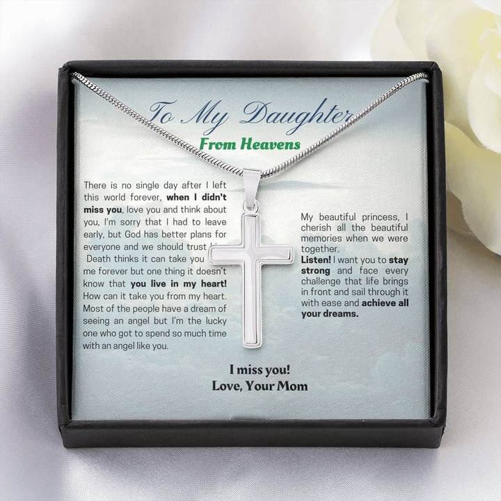 Mom Gift For Daughter Artisan Crafted Cross Necklace You Live In My Heart