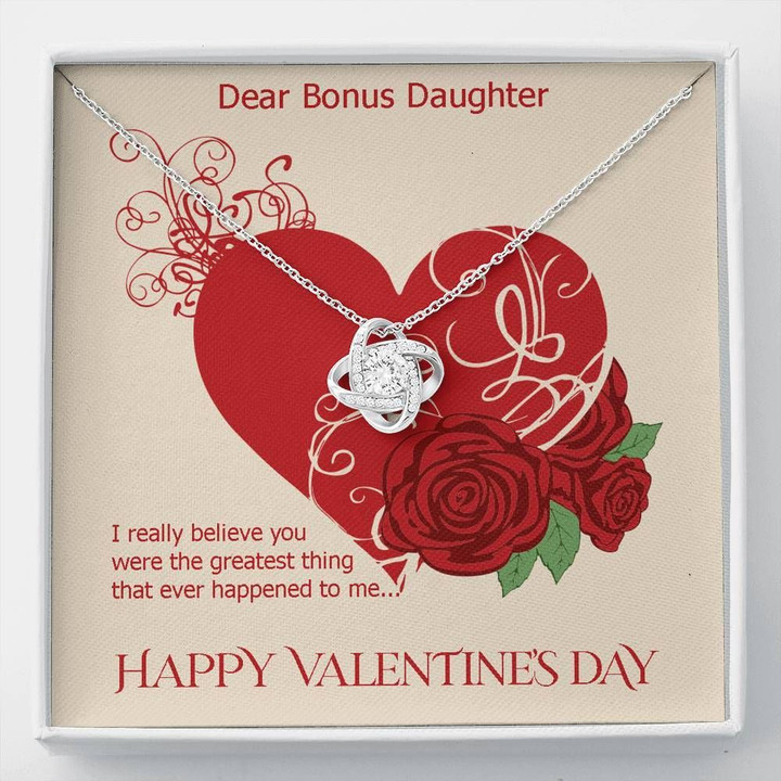 Gift For Daughter Bonus Daughter Valentine's Day The Greatest Thing Love Knot Necklace