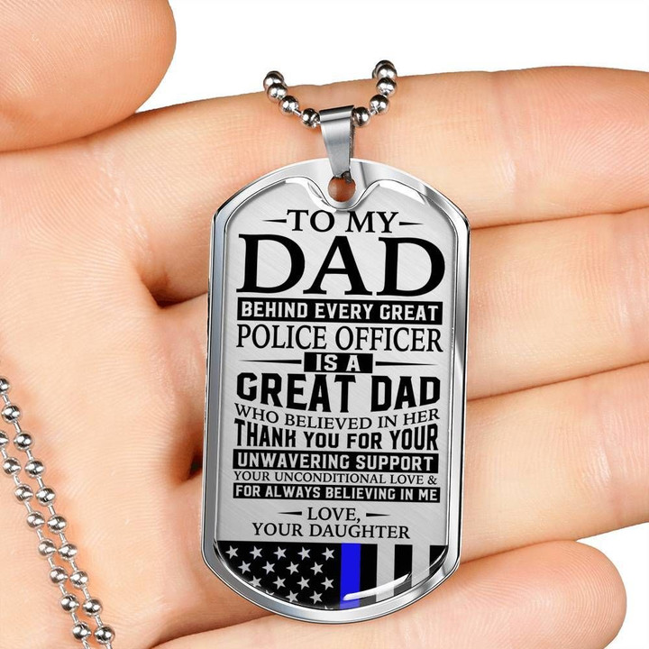 Necklace Gift For Police Officer's Dad Thank For Your Support