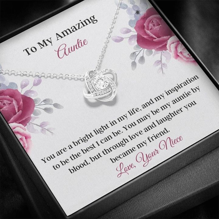 Love Knot Necklace Gift For Amazing Auntie You Are A Bright Light In My Life