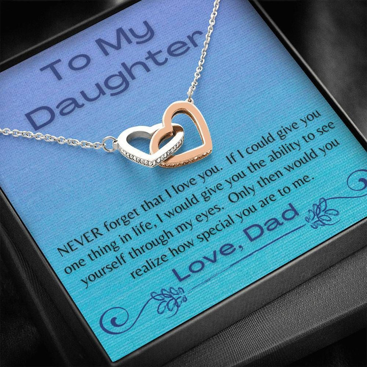 Blue Dad Gift For Daughter Interlocking Hearts Necklace How Special You Are