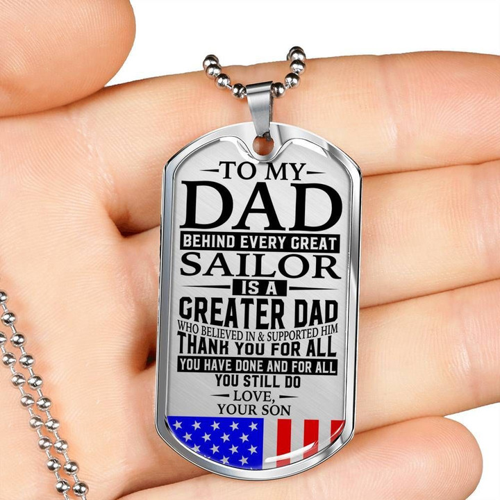 Pride Dog Tag Necklace Son Gift For Sailor's Dad Thank You For All You Do