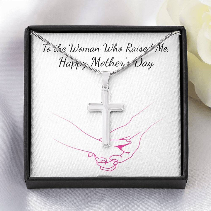 Cross Necklace Gift For Mom The Woman Who Raised Me Happy Mother's Day