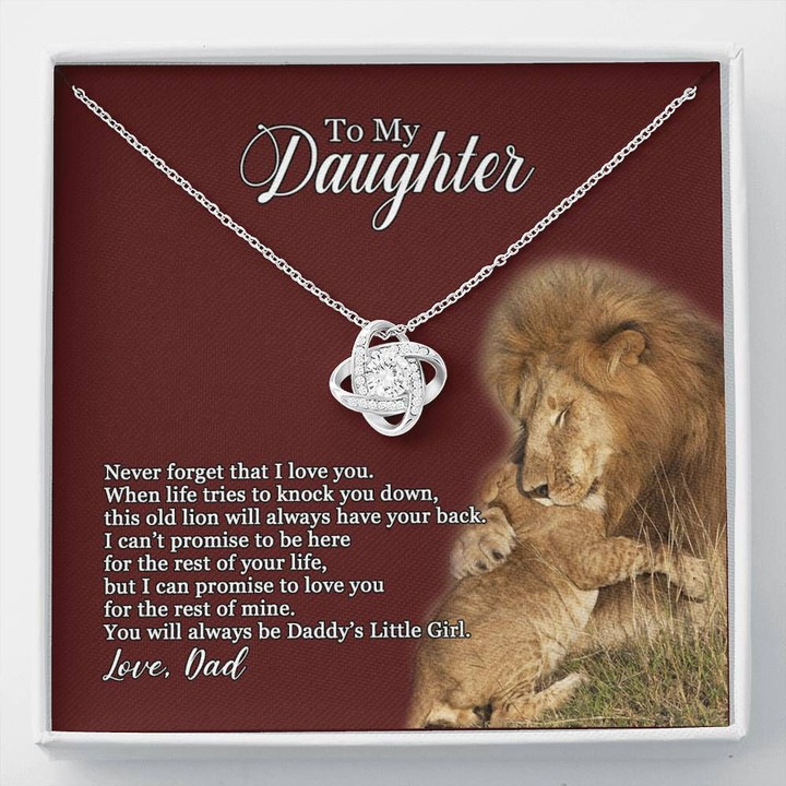 Lion Love Knot Necklace Dad Gift For Daughter Never Forget I Love You
