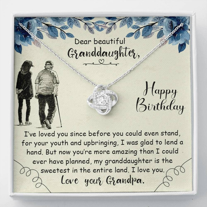Grandpa Gift For Granddaughter Love Knot Necklace You Are The Sweetest In The Entire Land