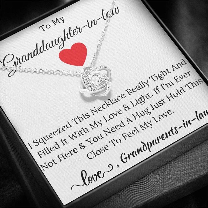 Grandparents Gift For Granddaughter In Law Love Knot Necklace Hold This To Feel My Love