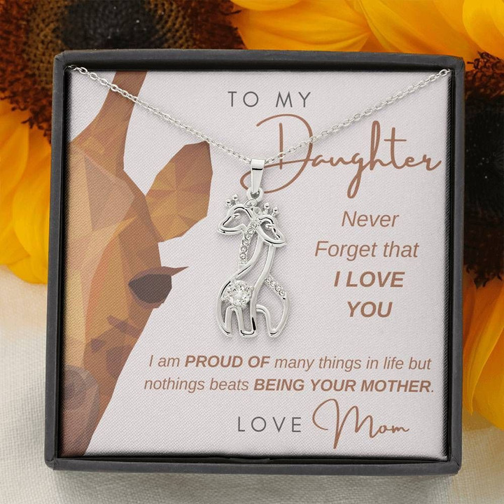 Abstract Mom Gift For Daughter Giraffe Couple Necklace So Proud Of Being Your Mother