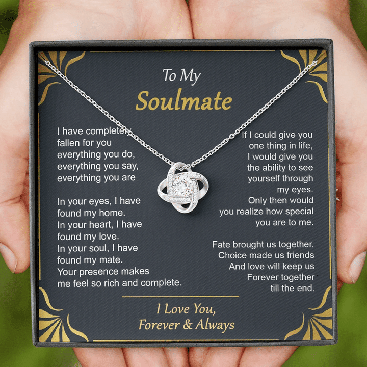 Soulmate Gift For Her I Have Completely Fallen For You Love Knot Necklace