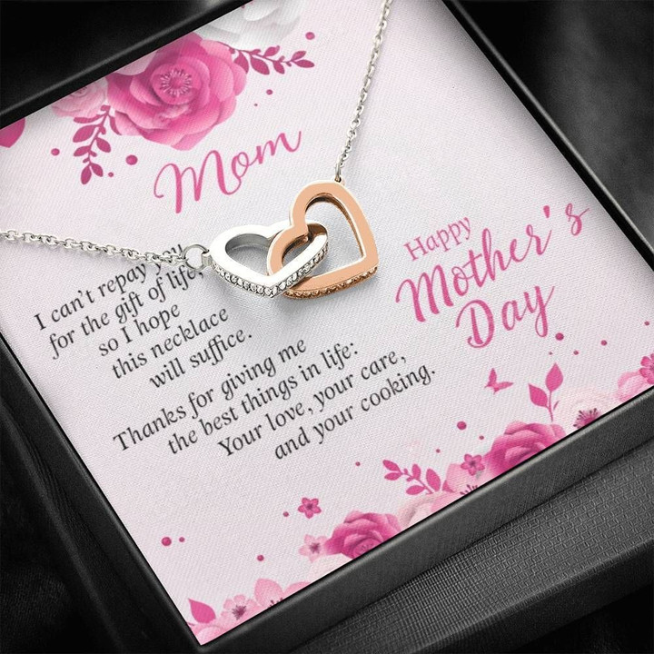 Thanks For Giving Me The Best Things In Life Interlocking Hearts Necklace Gift For Mom