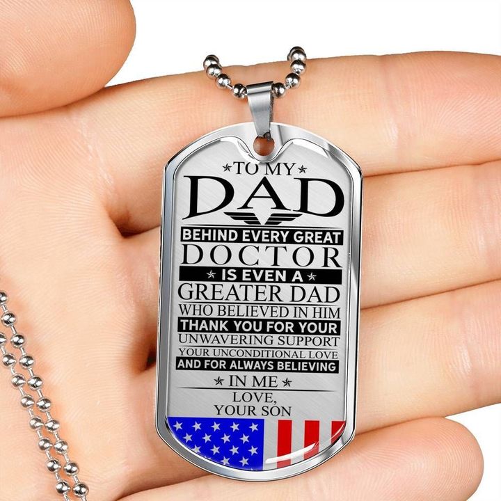 Dog Tag Necklace Doctor Son Gift For Dad Thank For Loving Me