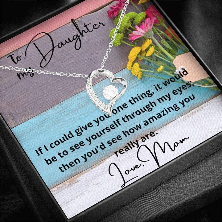 Wooden Wall Mom Gift For Daughter Forever Love Necklace You Are Amazing