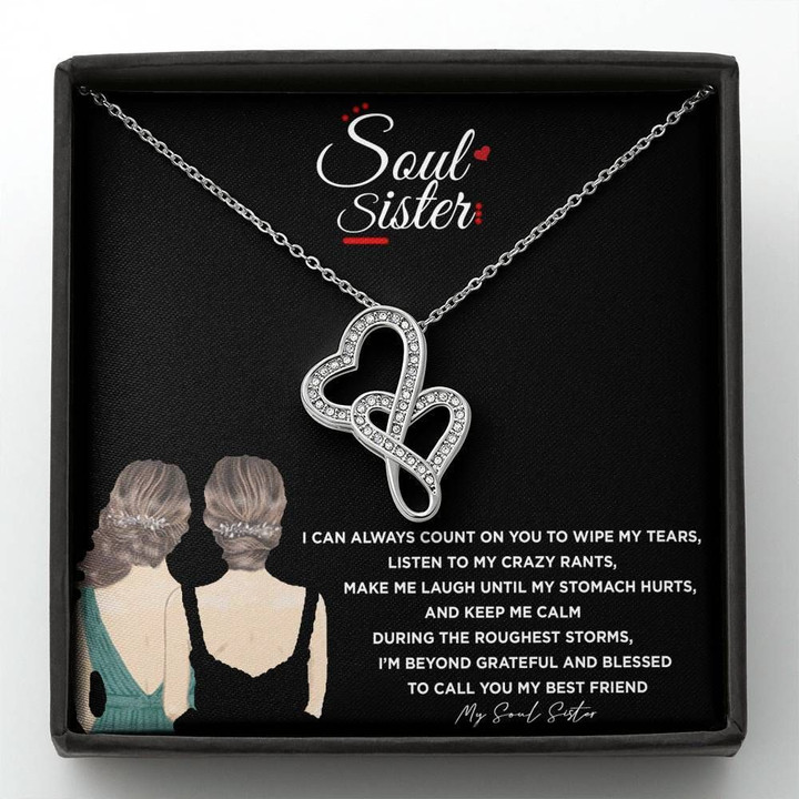 Double Hearts Necklace Gift For Sister You Are My Best Friend