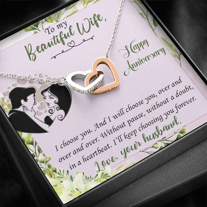 Interlocking Hearts Necklace Gift For Wife I'll Keep Choosing You Forever