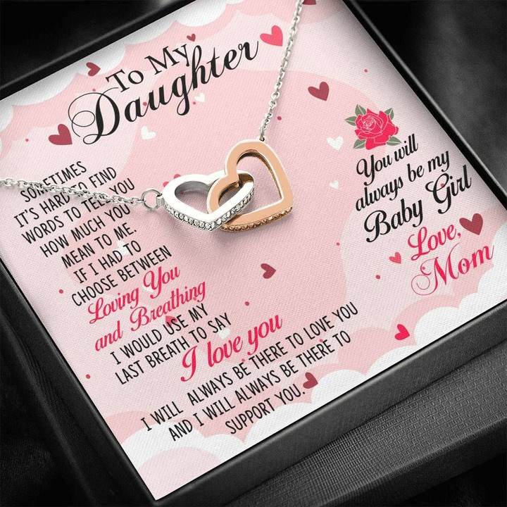 Interlocking Hearts Necklace Mom Gift For Daughter I'll Be There To Support You