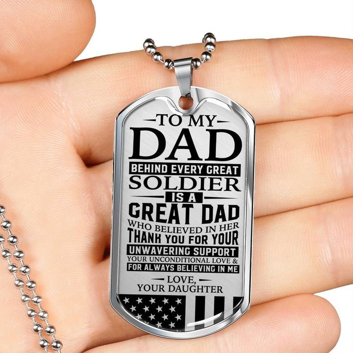 Dog Tag Necklace Soldier Daughter Gift For Dad Thank For Your Unconditonal Love
