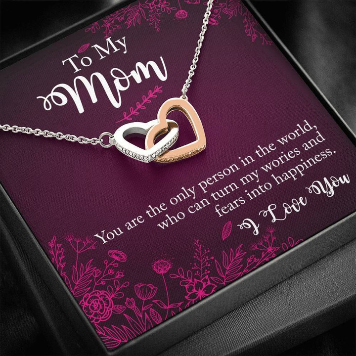 Interlocking Hearts Necklace Gift For Mom Mama You're The Only One In The World