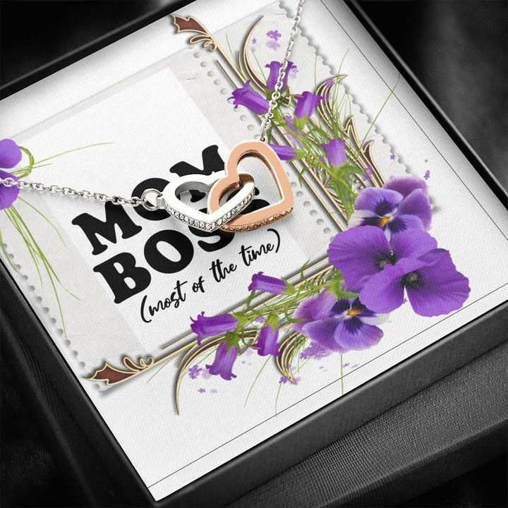 Purple Flower Gift For Mom Interlocking Hearts Necklace Mom Boss