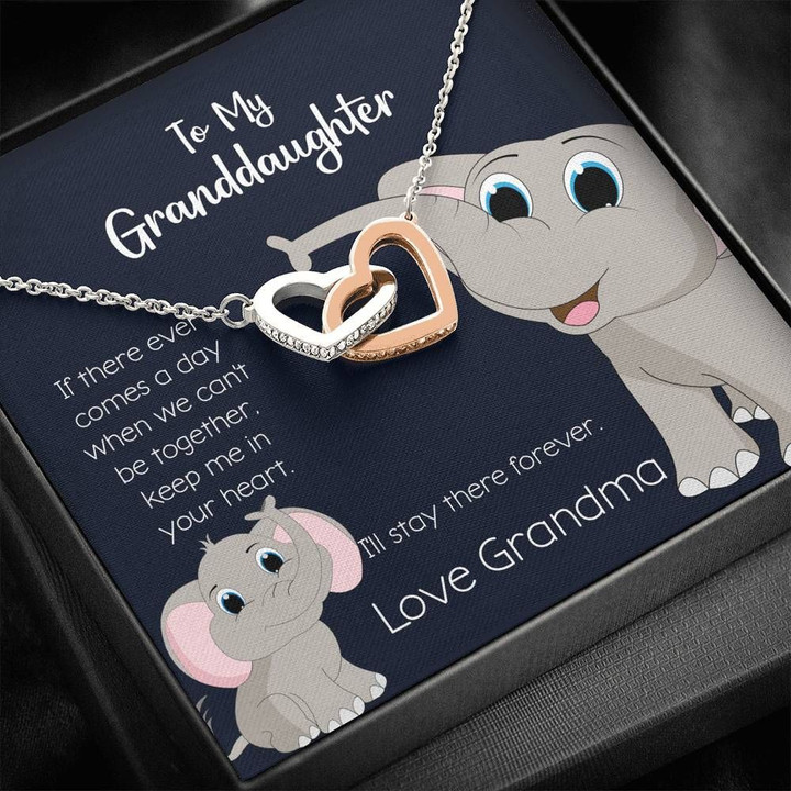 Elephant Grandma Gift For Granddaughter Interlocking Hearts Necklace I'll Stay There Forever