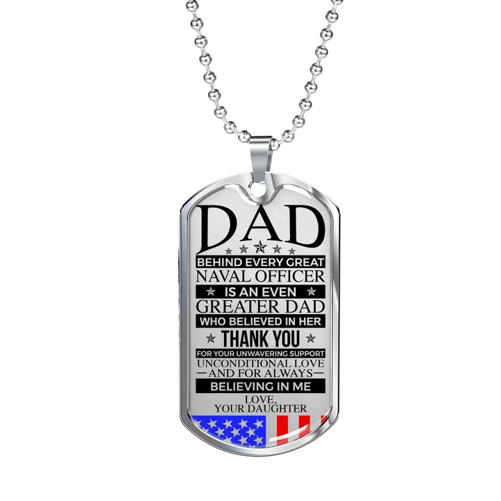 Dog Tag Necklace Naval Officer Daughter Gift For Dad Thank You