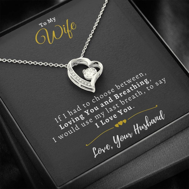 Forever Love Necklace Gift For Wife I Had To Choose Between Breathing And Loving You