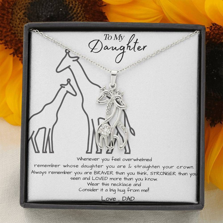 Giraffe Couple Necklace Dad Gift For Daughter Consider A Big Hug From Me