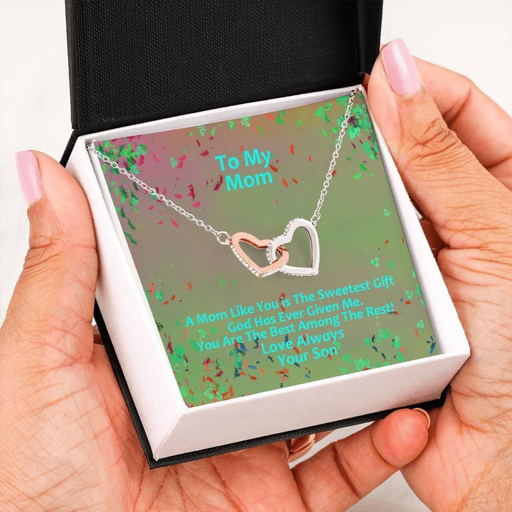 Interlocking Hearts Necklace Gift For Mom Mama A Mom Like You Is The Sweetest Gift