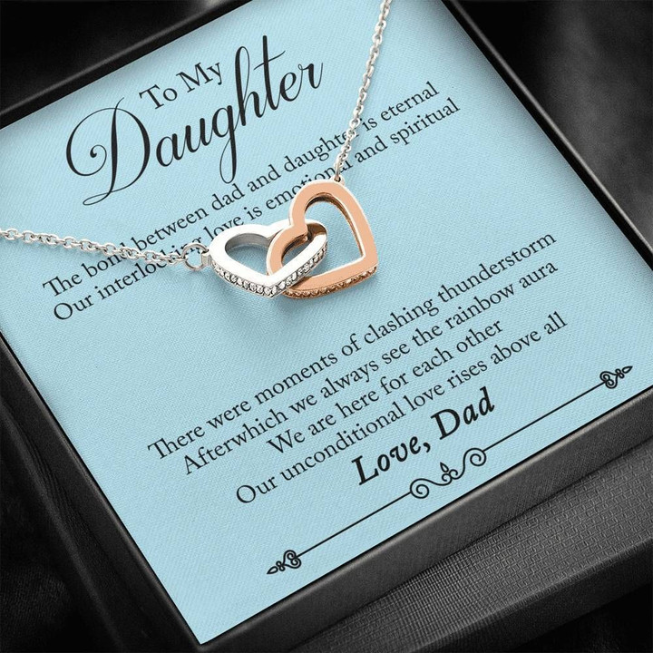 Dad Gift For Daughter Interlocking Hearts Necklace Our Unconditional Love Rises Above All