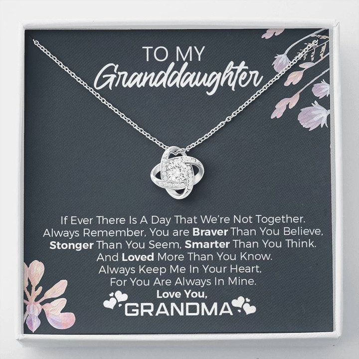 Grandma Gift For Granddaughter Love Knot Necklace Keep Me In Your Heart