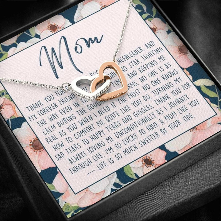 Interlocking Hearts Necklace Gift For Mom Thank You For Always Loving Me