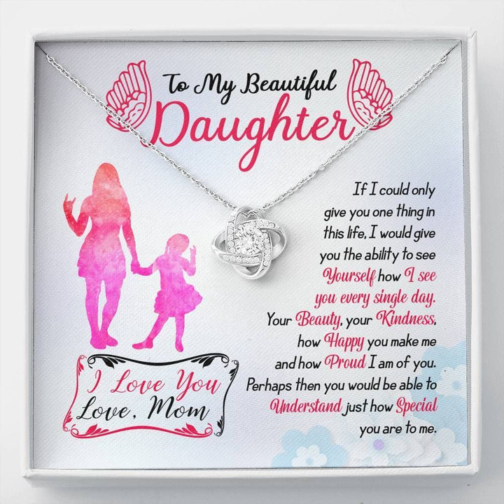 Mom Gift For Daughter Love Knot Necklace How Happy You Make Me
