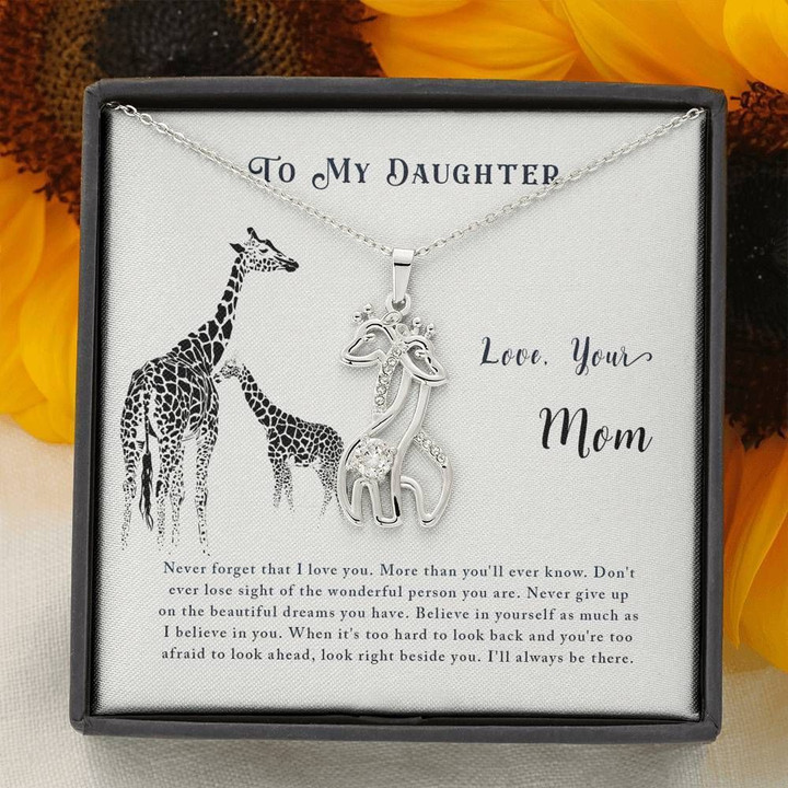Giraffe Couple Necklace Daughter Gift For Mom Never Forget That I Love You