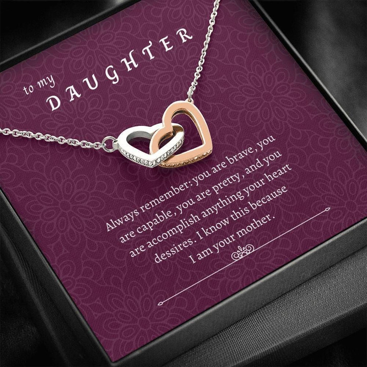 Mom Gift For Daughter Interlocking Hearts Necklace You Are Pretty