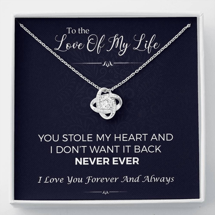 Gift For Hers The Love Of My Life You Stole My Heart Love Knot Necklace