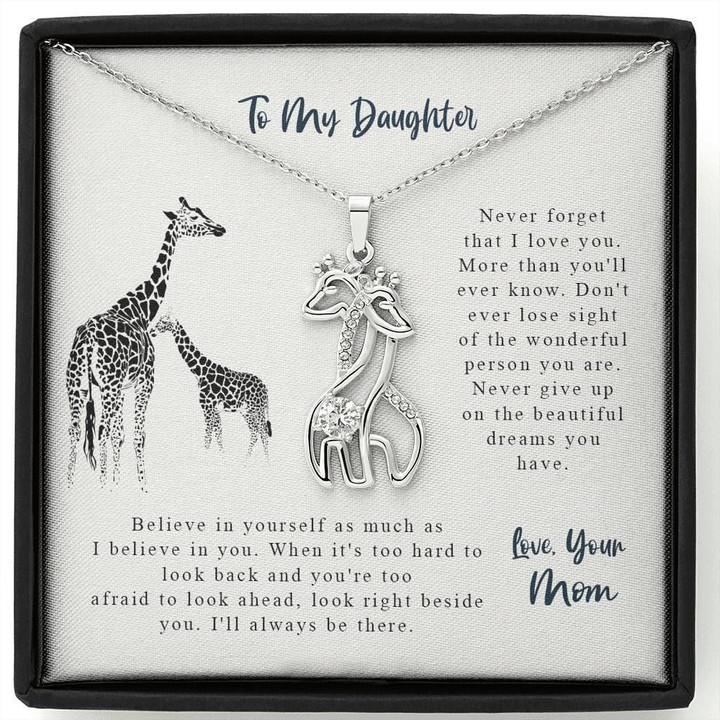 Mom Gift For Daughter Giraffe Couple Necklace I Will Always Be There