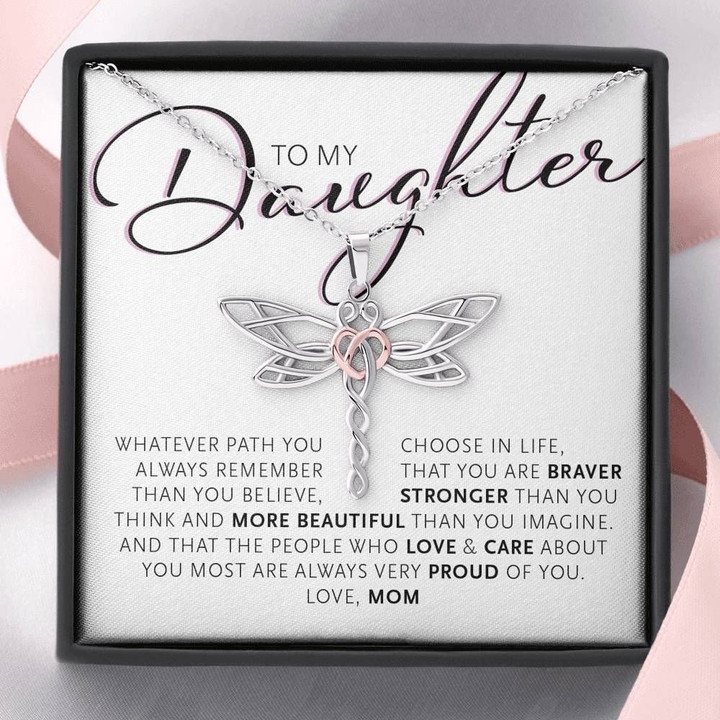 Mom Gift For Daughter Dragonfly Dreams Necklace Whatever Path You Choose In Life