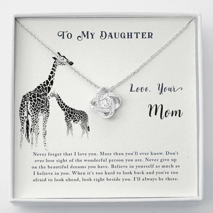 Giraffe Love Knot Necklace Mom Gift For Daughter I'll Always Be There