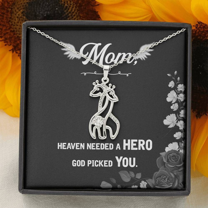 Gift For Mom Giraffe Couple Necklace Heaven Needed A Hero God Picked You