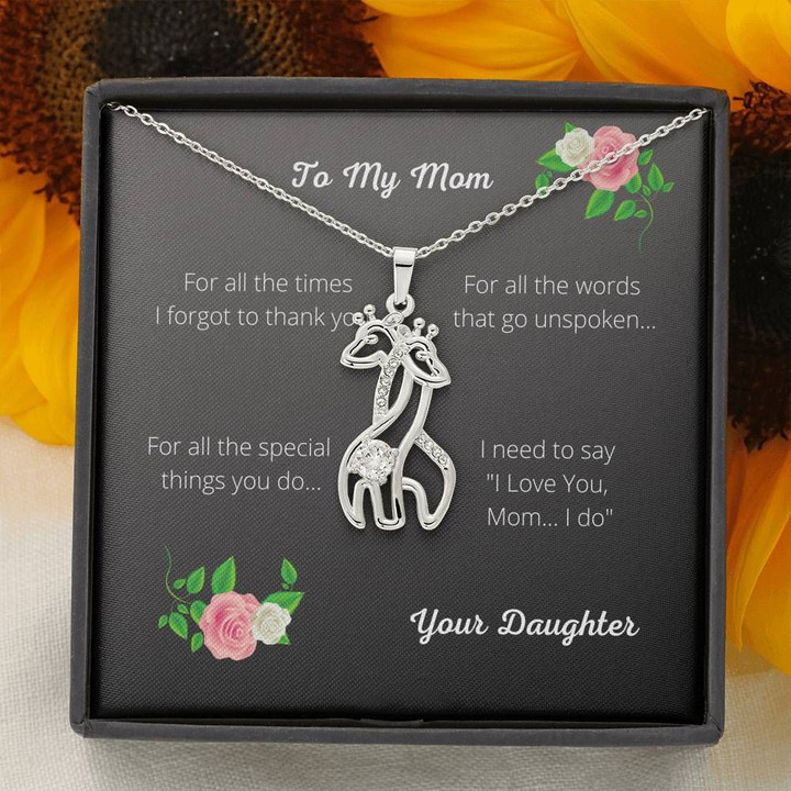 Daughter Gift For Mom Mama Giraffe Couple Necklace For All The Time I Forgot To Tell You