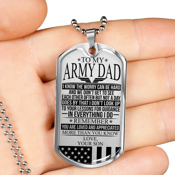 Dog Tag Necklace Son Gift For Dad Army Dad You're Loved